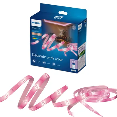 Produktbild von Philips Smarter RGB-LED-Lightstrip, 15 m, Typ C, Connected by WiZ, Intelligenter Leuchtstreifen, Wi-Fi/Bluetooth, Weiß, Wi-Fi 4 (802.11n), 802.11b, 802.11g, LED, Kunststoff