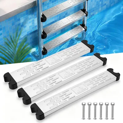 Productafbeelding van Zwembadladder, 3 stuks, antislip treden van roestvrij staal