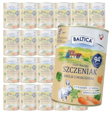 Zdjęcie produktu dla Baltica Smaki Regionów Królik z Marchewką 24x400g Bezzbożowa Mokra Karma Dla Szczeniąt