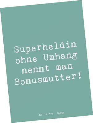 Produktbild von Mr. & Mrs. Panda Postkarte Spruch Bonusmutter Superheld - Meeresbrise - Geschenk, Postkarten, Unterstützung, Grußkarte, Fürsorge, Familie, Weihnachten, Anerkennung