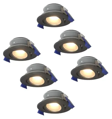 Image de HOFTRONIC - Spot LED encastrable Lima 4W 345lm 4000K IP65 Noir GU10 Dimmable Inclinable 6 pièces