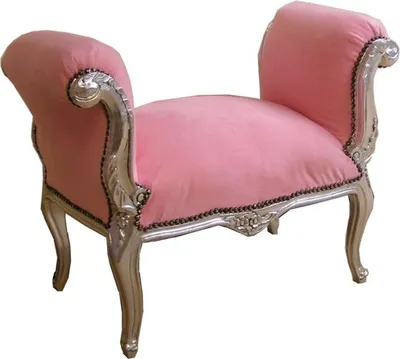 Produktbild von Barock Schemel Hocker Rosa / Silber - Sitzbank