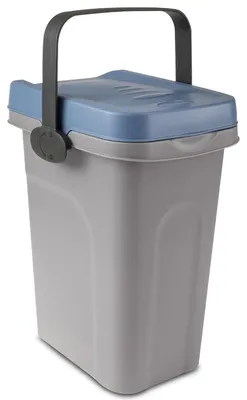 Immagine prodotto di Contenitore per rifiuti con coperchio - Bidone per rifiuti organici - Conservazione senza odori - Chiusura a prova di gatti - Capacità: 7 litri - Colore: blu