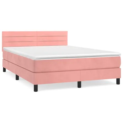 Produktbild von vidaXL Boxspringbett mit Matratze Rosa 140x200 cm Samt