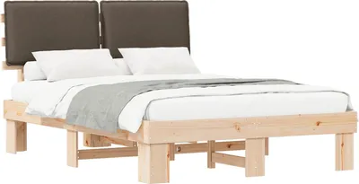 Produktbild von vidaXL Bettgestell mit gepolstertem Kopfteil Taupe 140 x 200 cm