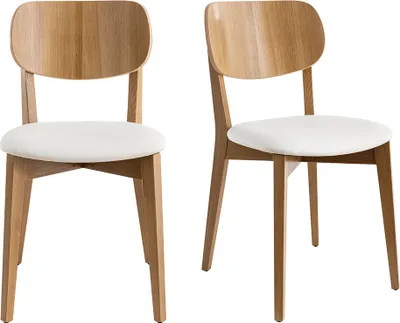 Produktbild von Miliboo - Stühle im Eichen-Vintage und weiße Sitzfläche (2er-Set) LUCIA