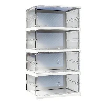Image de Boîte de rangement transparente pour chaussures, empilable et pliable