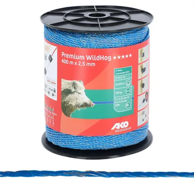 Produktbild von Weidezaunlitze Premium WildHog, 0,10 Ohm/m, blau, 400 m