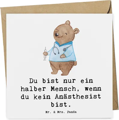 Produktbild von Mr. & Mrs. Panda Glückwunschkarte Anästhesist Herz - Weiß - Geschenk, Krankenhaus, doppelkarte, Spruch, Grußkarte, Studium, anlasskarte, Klappkarte, Anästhesie, faltkarte