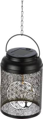 Produktbild von GILDE Hängeleuchte (Solar), "Golden Tree", Lebensblumenmotiv, Metall, schwarz,  H. 18 cm, D. 12 cm 59347