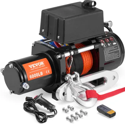 Produktbild von VEVOR Elektrische Seilwinde, 6000 lb Tragkraft, 12 V DC, für LKW, mit 1/4" x 55', Zwei Fernbedienungsoptionen, IP55 wasserdicht