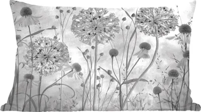 Produktbild von MuchoWow® Zierkissen Sofakissen Wohnzimmer Dekokissen 50x30 cm Natur - Stilleben - Schwarz und weiß - Wohnzimmerdekoration - Polster mit Photo