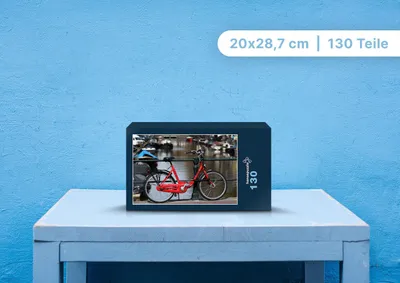 Produktbild von hansepuzzle 105068 - Rotes Fahrrad Puzzle, 130 Teile, Fortbewegung, 28,7 x 20,0cm mit hochwertiger Aufbewahrung, Kartonbox & Beutel