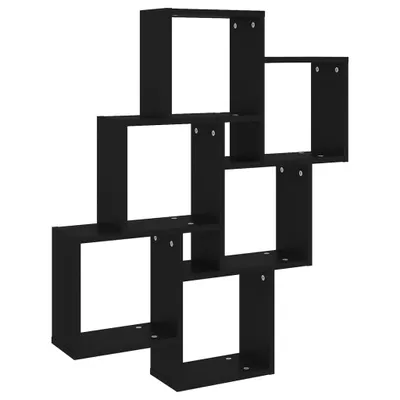Obrázek produktu pro vidaXL Cube Shelf Black 78x15x93 cm Dřevěný materiál