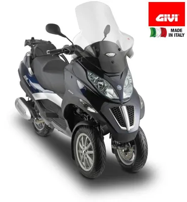 Immagine prodotto di Parabrezza GIVI trasparente 75x65cm con paramani per Piaggio MP3