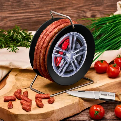 Produktbild von Wurst Felge - Wurst Snack auf Mini-Kabeltrommel schwarz 3,5 Meter 240 g