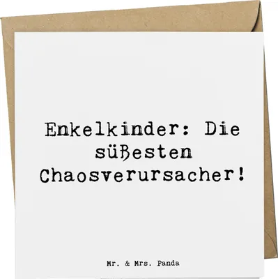Produktbild von Mr. & Mrs. Panda Grußkarte Spruch Enkelkinder Chaos - Weiß - Geschenk, Inspiration, anlasskarte, handgemacht, Klappkarte, Familienleben, doppelkarte, faltkarte, Freude