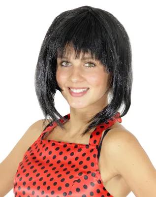 Produktbild von schwarze lange Bob Perücke für Damen