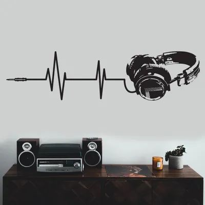 Productafbeelding van Decords Wandsticker – DJ-hoofdtelefoon als muziekthema, 20 x 8 cm