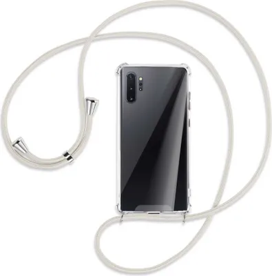 Produktbild von Handykette Backcover-Schutzhülle mit Band (Metall silberfarben) für Samsung Galaxy Note 10 Plus - broken white