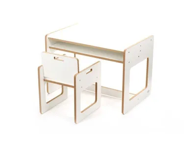 Produktbild von Kids Helper Kindersitzgruppe Weiß Kindertisch mit Stühlen Montessori Kindermöbel MDF