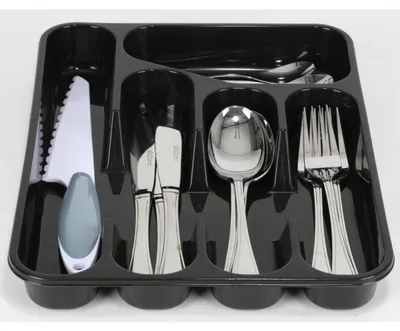 Image de 6x compartiments à couverts BlackLine 33x25x4cm plastique insert de tiroir casier