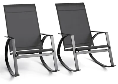 Immagine prodotto di Sedia a dondolo da esterno - Poltrona relax per giardino con struttura in metallo - XXL - Sedia a dondolo ergonomica - Ideale per terrazza, piscina e giardino - Grigia
