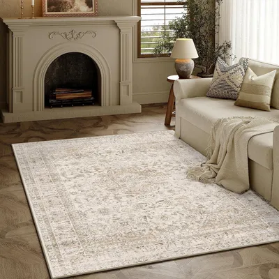 Immagine prodotto di Omgoods - Tappeto vintage - Beige, 120x170 cm, lavabile in lavatrice