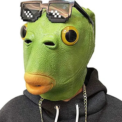 Obrázok produktu pre Halloween maska zvierat Latexové ryby Zelená strana Novinka