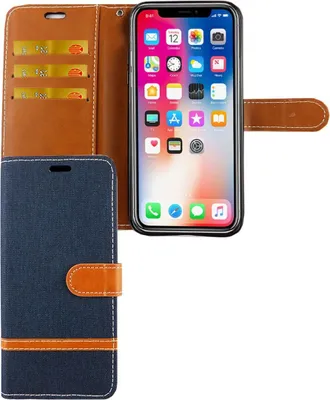 Zdjęcie produktu dla Etui na telefon komórkowy Apple iPhone XS Pokrowiec na kartę Portfel Niebieski