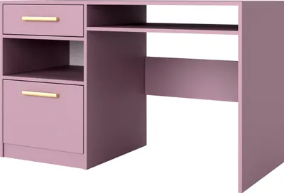 Produktbild von Albello Schreibtisch Blame Schreibtisch für das Schlafzimmer Schreibtisch für Kinderzimmer Rosa Pflaume goldene Beschläge 125x58x82 cm