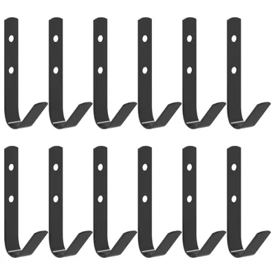 Produktbild von Wandhaken J-Form 12 Stk. Schwarz Stahl