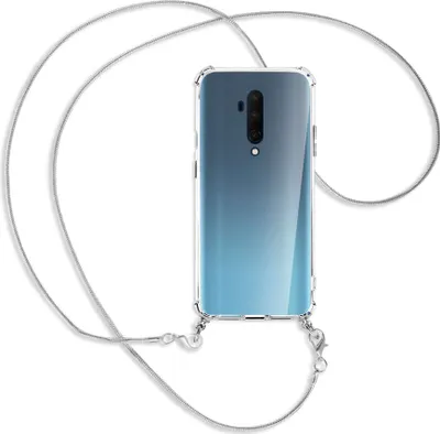 Produktbild von Handykette Backcover-Schutzhülle mit Band (Metall silberfarben) für OnePlus 7T Pro - silberfarbene Kette Snake