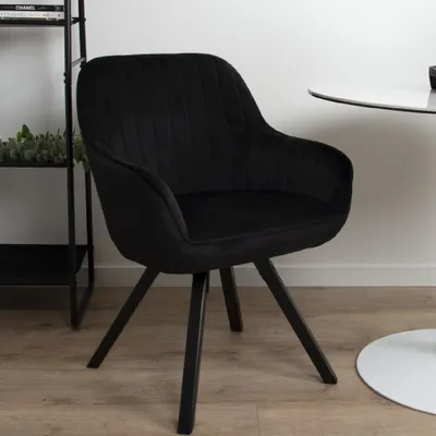 Obrázok produktu pre Milton & Oldbrook Zamatová otočná jedálenská stolička Madrid Black