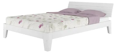 Produktbild von Doppelbett 140x200 Futonbett Bettrahmen Bettgestell Holz Kiefer Weiß Zubehör wählbar V-60.54-14W ohne Zubehör