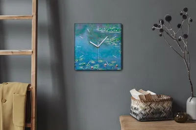 Produktbild von Coloray Hodiny Unikátní 30x30 cm  Tiché hodiny Pro obývací pokoj a kuchyň Nástěnné hodiny Plátno Bílé ručičky hodin - Monetové vodní lilie