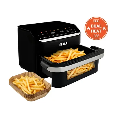 Obrázek produktu pro TESLA AirCook DualHeat QD575 XXL – multifunkční digitální horkovzdušná fritéza se dvěma displeji