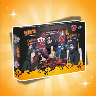 Produktbild von Naruto Mythos TCG 2. Edition Starter Pack Itachi Uchiha & Kisame Akatsuki Englisch – 4 Booster + Exklusive Foil Promos + Heartforcards Versandschutz
