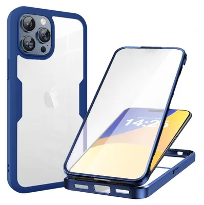Produktbild von 360 Grad Rundum Schutz Handyhülle für Apple iPhone 16 Pro Full Cover Vollschutz Case Farbe: Blau