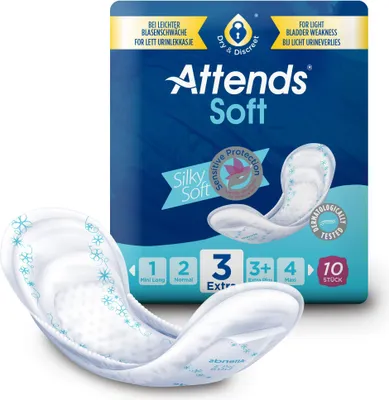 Immagine prodotto di Attends Soft 3 tamponi extra per la debolezza vescicale lieve, 10 tamponi