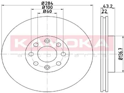 Produktbild von Bremsscheibe belüftet 284x22 mm 4-Loch 100 mm Lochkreis inkl. Schrauben