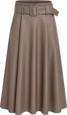 Produktbild von Kunstlederrock Damen A-Linien Rock mit Gürtel – Kunstleder M.401 (36-40) Taupe Gr. (36-40)