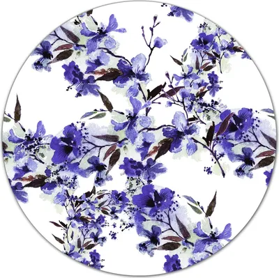 Produktbild von Glas-Herdabdeckplatte Glaskeramikkochfeld-Abdeckung Schneideplatten - 40 cm - Blau Aquarell Blumen