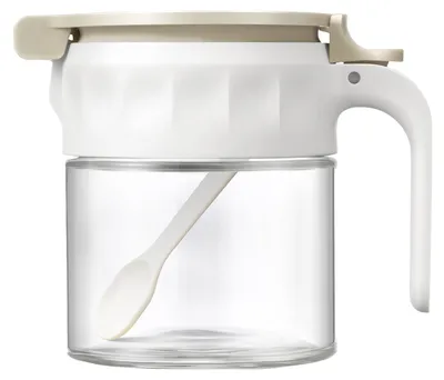 Obrázek produktu pro DRW dóza na koření, objem 250 ml, sklo a PP, s lžičkou, bílá a průhledná, 10 x 1 kus