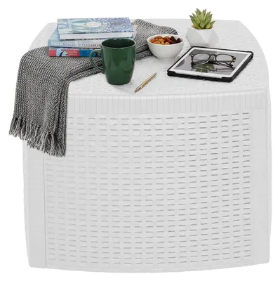 Produktbild von Dmöbel Outdoor Tisch Akane 53x53x40h cm Weiß, 2-Personen Tisch, Tisch mit Stauraum