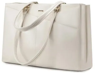 Produktbild von Große Reisetasche für Damen - Beige Schultertasche mit vielen Fächern für 15,6 Zoll Notebooks
