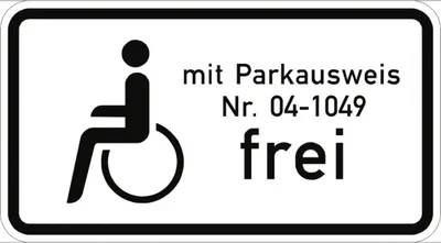 Produktbild von Verkehrsschild VZ1020-11, Schwerbehinderte mit Parkausweis Nr. ... frei, Alu,...