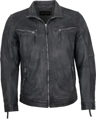 Produktbild von Jilani - Herren Lederjacke Lammnappa grau-athra : 60