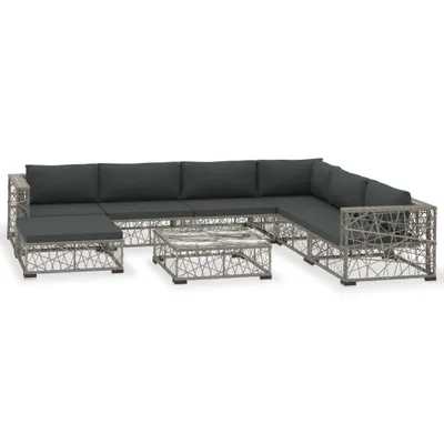 Immagine prodotto di vidaXL set salotto da giardino 8 pezzi con cuscini in poly rattan grigio