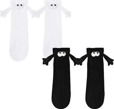 Produktbild von 2 Paar lustige magnetische Saug-3D-Puppen-Paar-Socken, Neuheitssocken, Paar-Händchen-Socken, lustige Socken für Damen und Herren, Hand-in-Hand-Socken